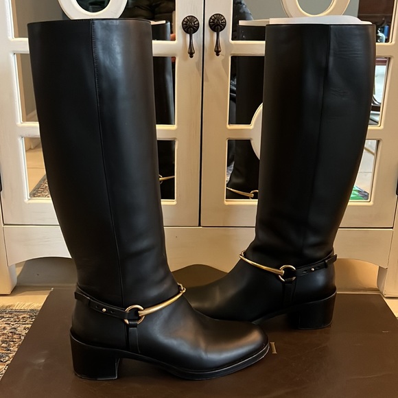 GUCCI LIFFORD leather horsebit knee
high riding boots. 🆕 - Picture 7 of 13